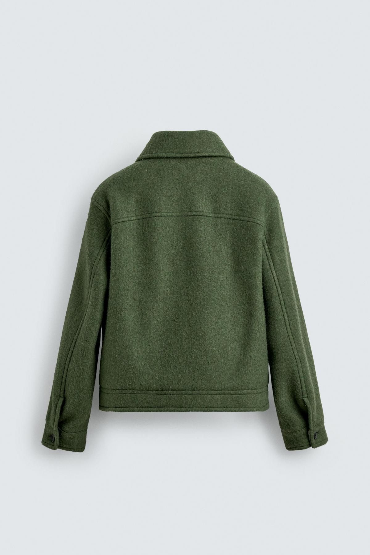 자라 울 혼방 오버핏 포켓 재킷 9309/046 GREEN MARL 이미지 8