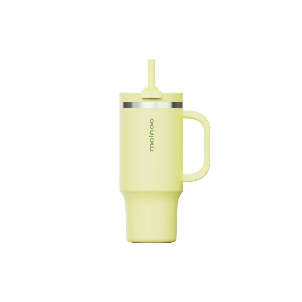 마이누 텀블러 빨대 대용량 손잡이 가벼운 보온보냉 473ml, 레몬쉬폰 이미지 6