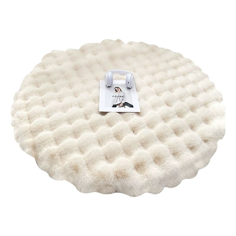 고급 원형 거실 단독 소파 화장대 발매트 감성 오프화이트 80cm