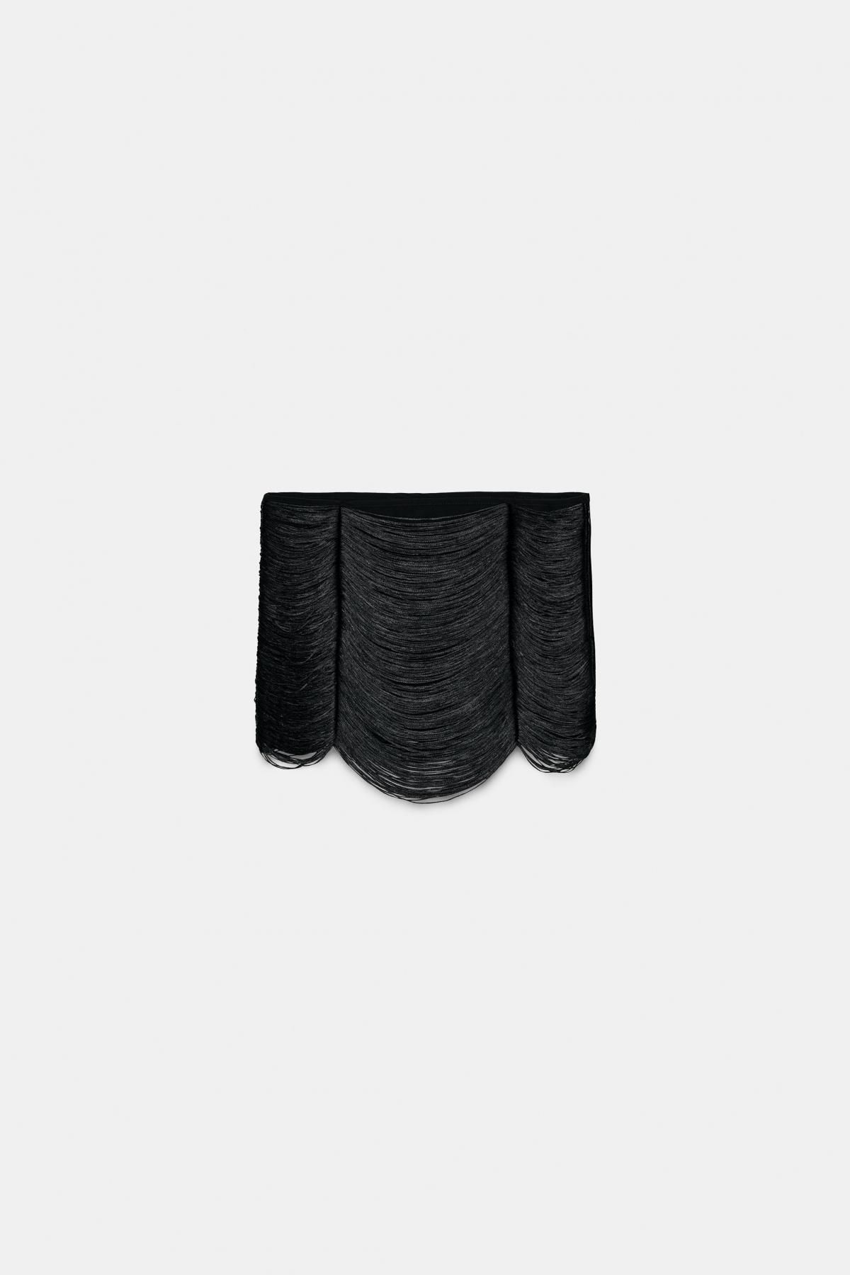 자라 프린지 디테일 미니 스커트 4772/521 BLACK - 메인 이미지