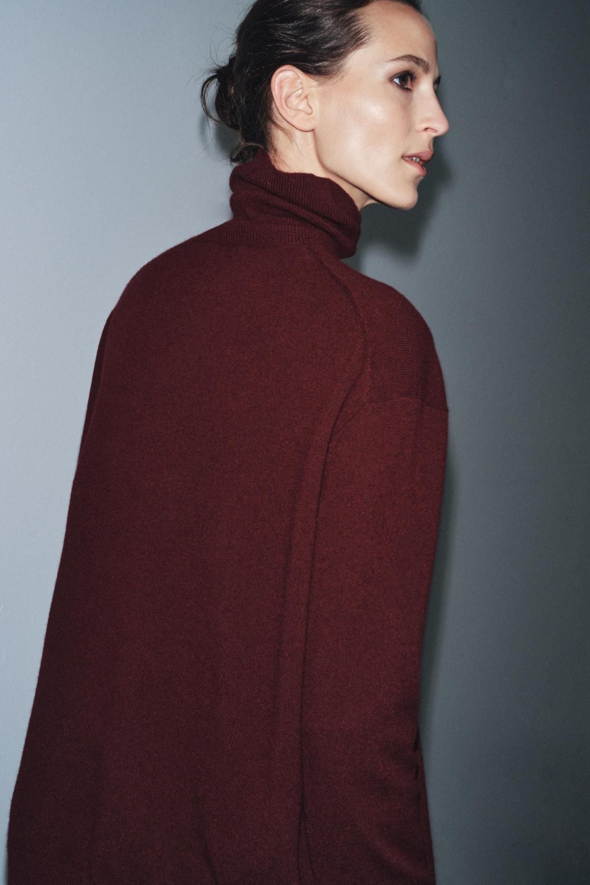 자라 하이넥 울 니트 스웨터 버건디 2893/117 BURGUNDY - 상세 이미지 4
