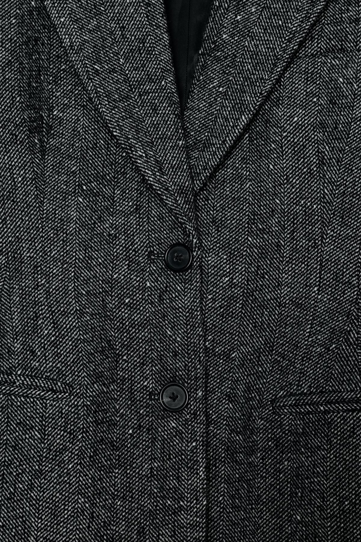 자라 울 혼방 페플럼 테일러드 재킷 3736/264 BLACK / WHITE - 상세 이미지 4