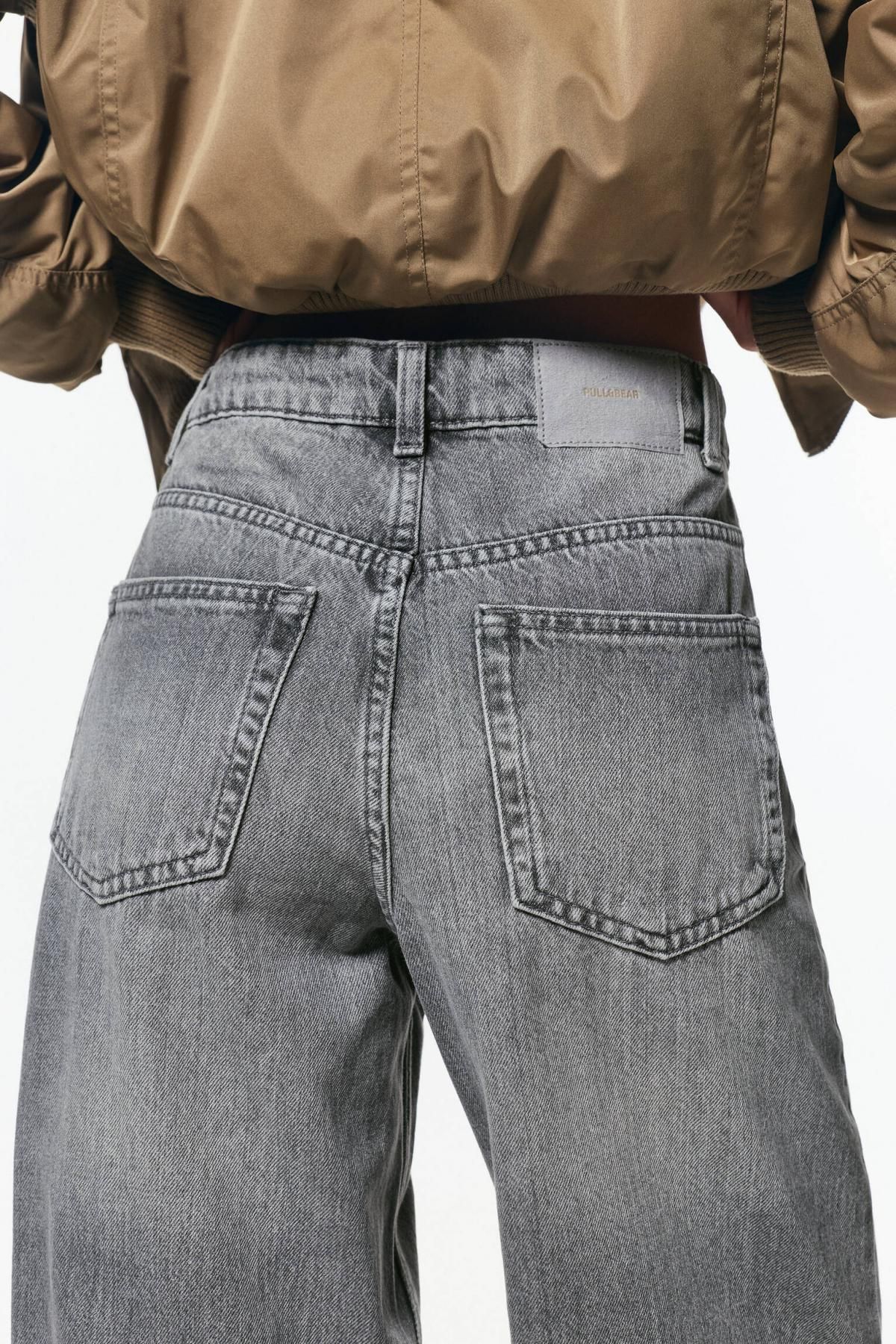 풀앤베어 하이웨이스트 와이드핏 데님 팬츠 7683/324 MEDIUM GREY - 상세 이미지 3