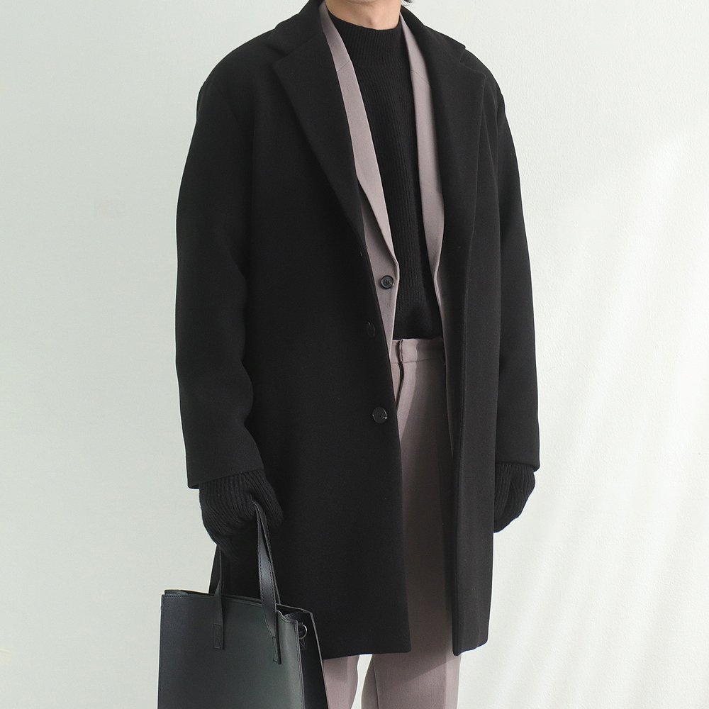 남자 겨울코트 빅사이즈 울 모직 오버핏 남자 코트 제품 이미지