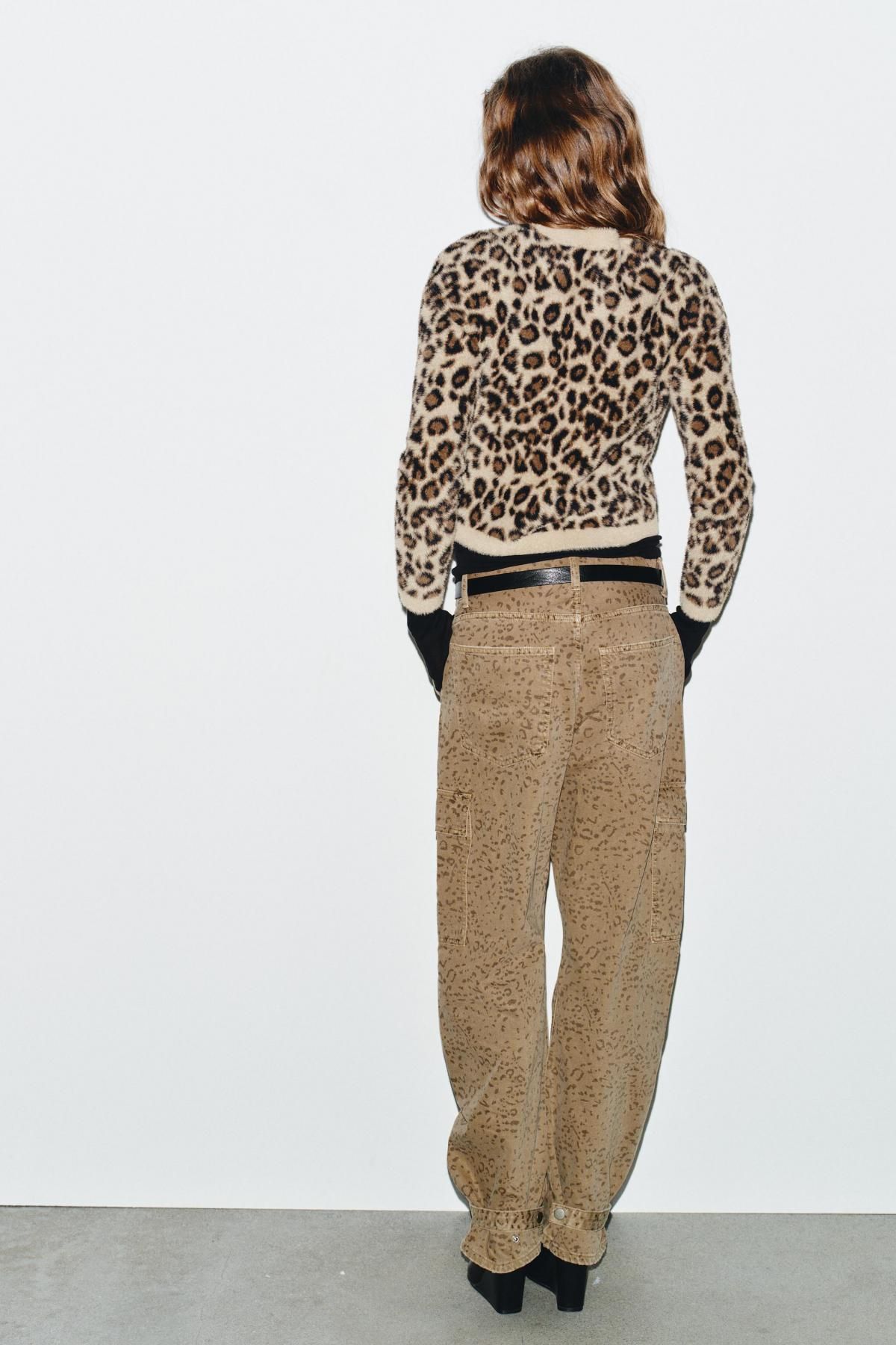 자라 애니멀 프린트 퍼 니트 크롭 스웨터 8146/100 LEOPARD - 상세 이미지 4