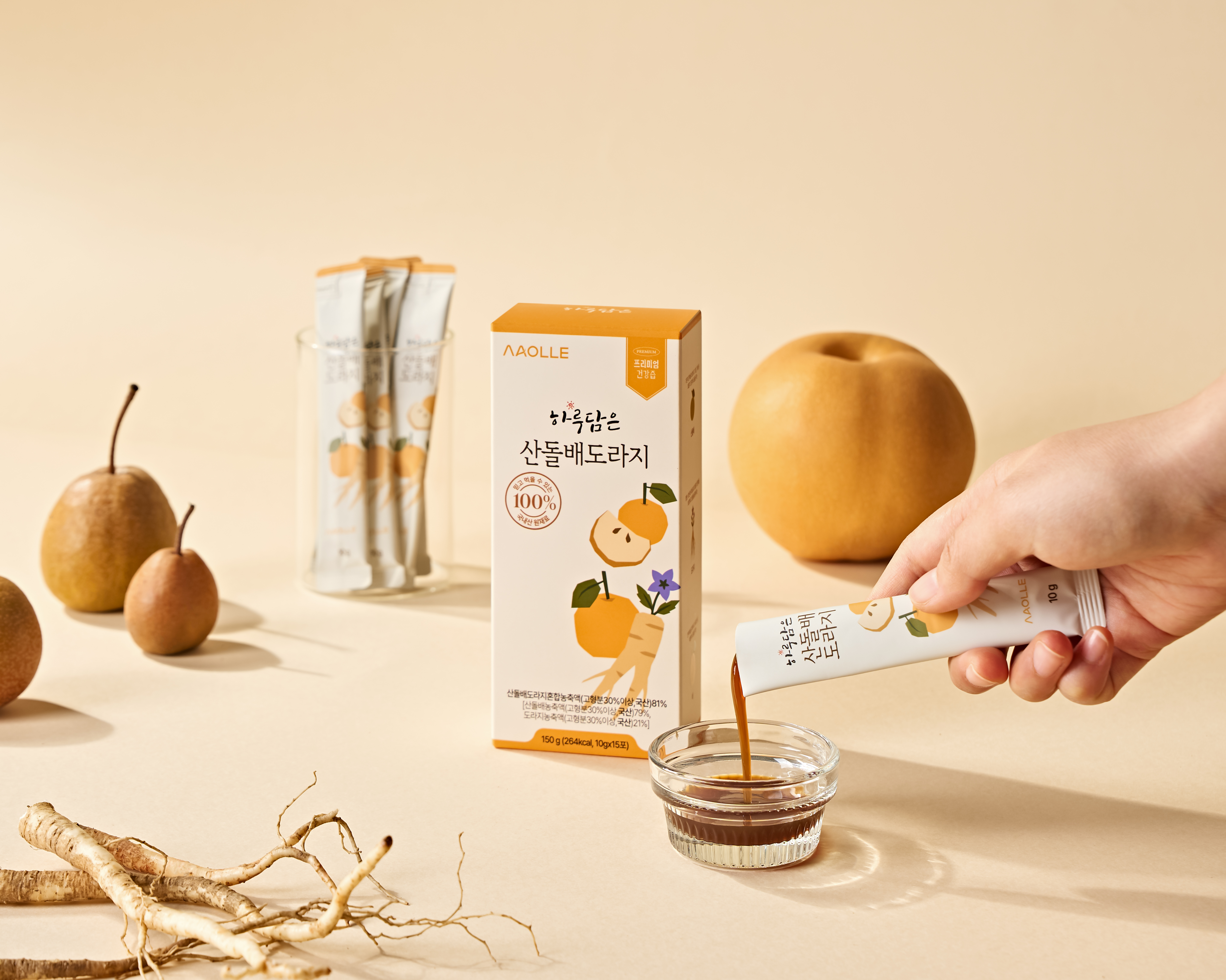 하루담은 산돌배도라지 스틱 산돌배즙 어린이 면역 온가족 15포, 1개 - 상세 이미지 2