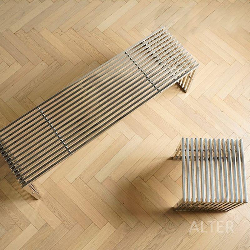 미드센츄리 벤치 실버 야외 사각 스테인리스 의자 카페 인테리어 벤치 120x40x42cm - 상세 이미지 4
