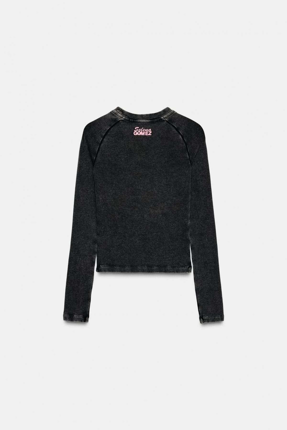 자라 글리터 로고 슬림핏 라운드넥 긴팔 티셔츠 1277/009 ANTHRACITE GREY - 상세 이미지 5