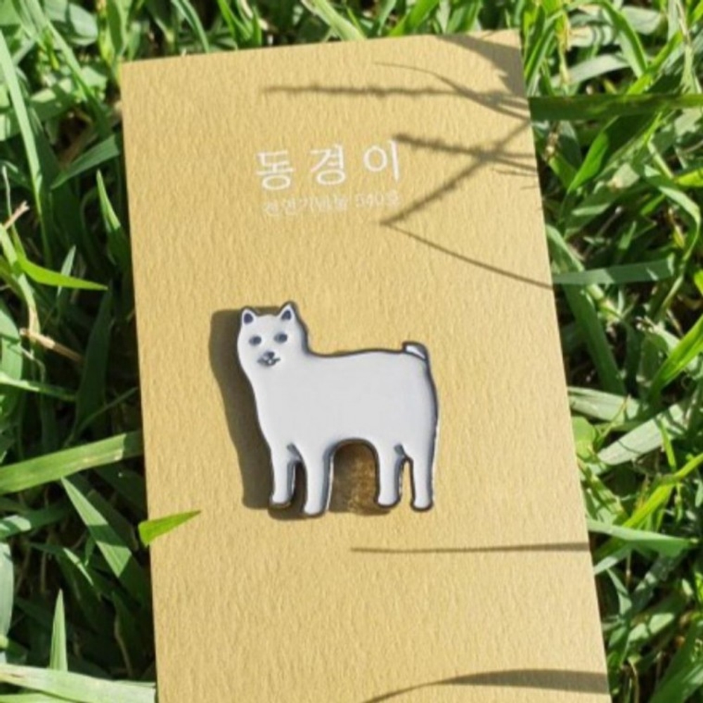 천연기념물 동경이 뱃지 강아지 브로치 굿즈 기념품 - 상품 이미지