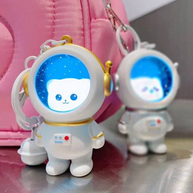 우주 동물 캐릭터 야광 키링 LED 조명 라이트 열쇠고리 파우치 가방 자동차 키홀더