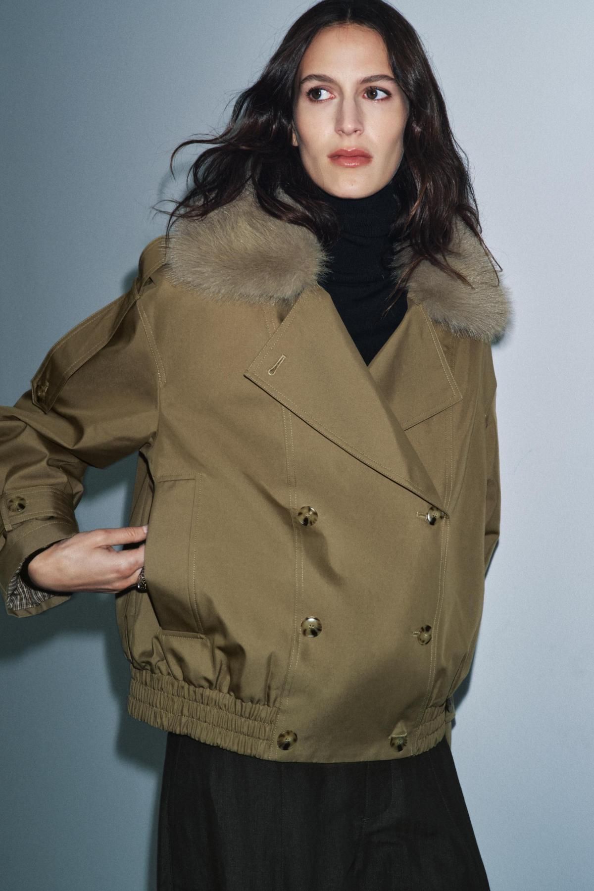 자라 탈착식 퍼카라 트렌치코트 3811/264 LIGHT KHAKI - 상세 이미지 3