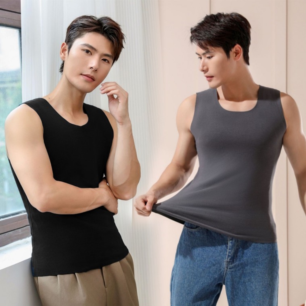 겨울 남자 무봉제 심리스 기모 내복 나시 민소매 메리야스 런닝 - 상품 이미지
