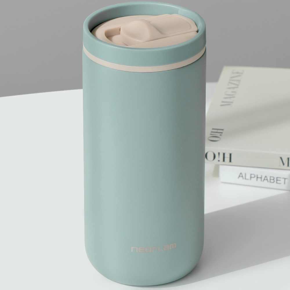 네오플램 스텐 텀블러 이중진공 450ml, 그린 - 상품 이미지