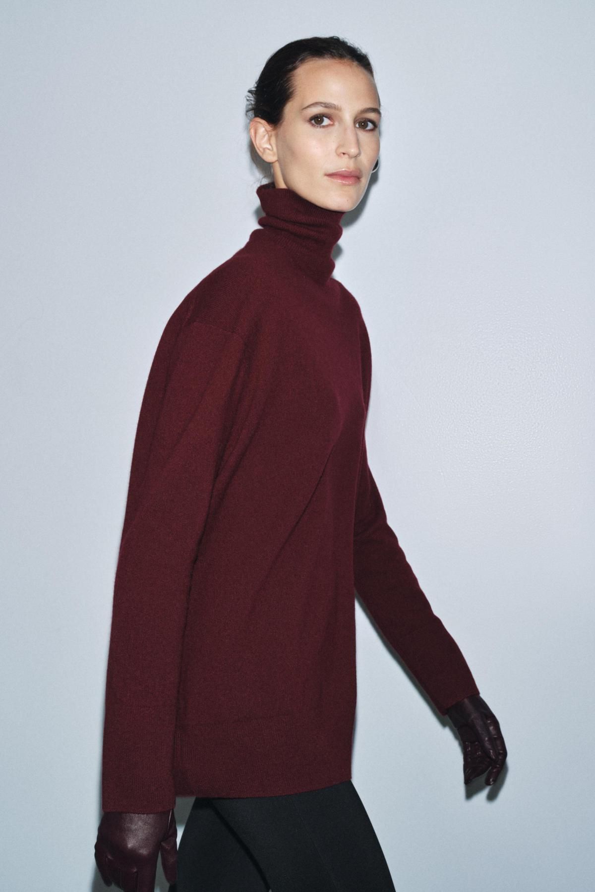 자라 하이넥 울 니트 스웨터 버건디 2893/117 BURGUNDY - 상세 이미지 5