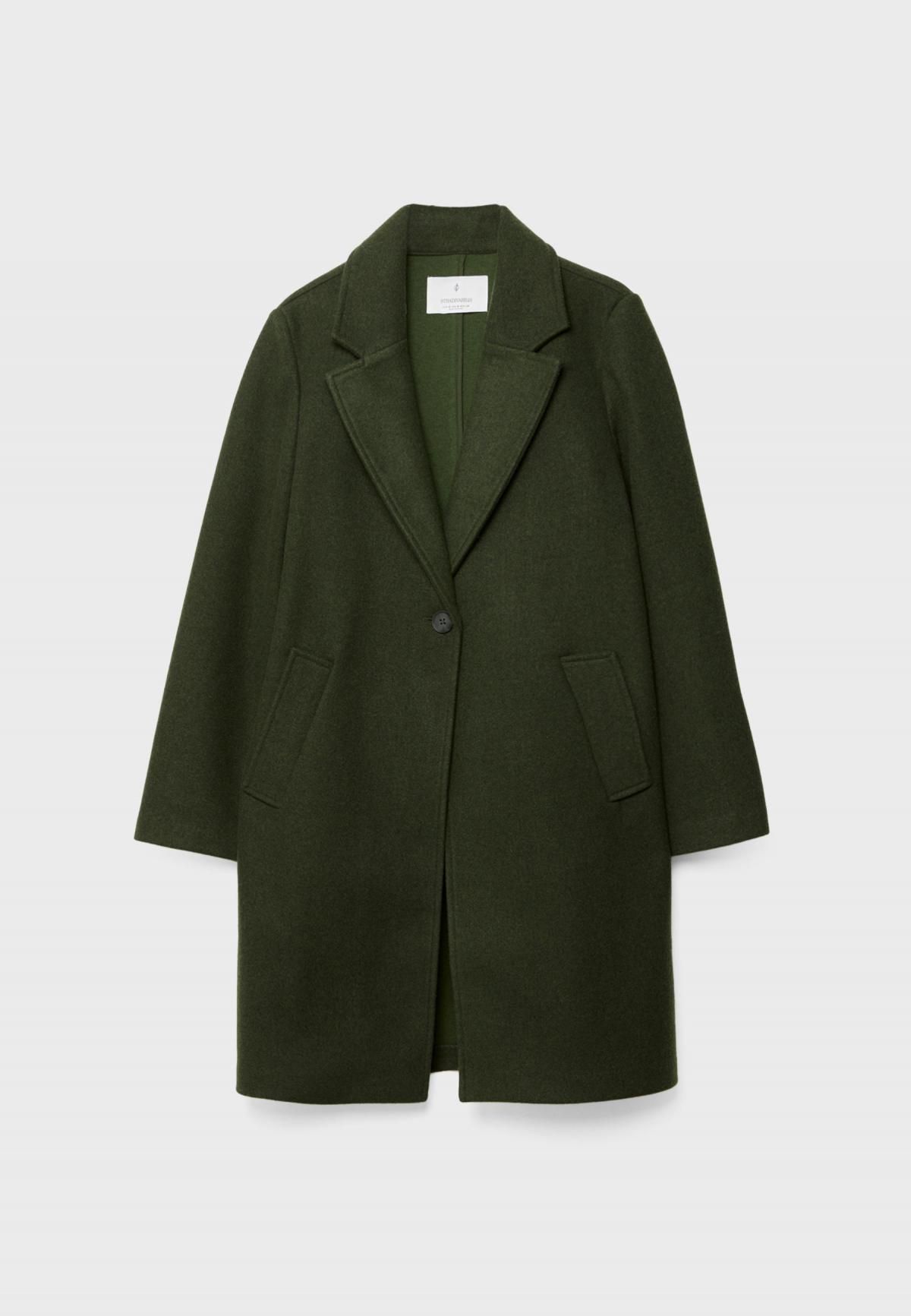 스트라디바리우스 소프트 라펠카라 미디 코트 5898/837 GREEN - 메인 이미지
