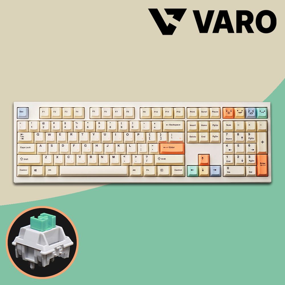 VARO V108 귀여운 무선키보드 파스텔, 저소음 민트축, 46g - 메인 이미지