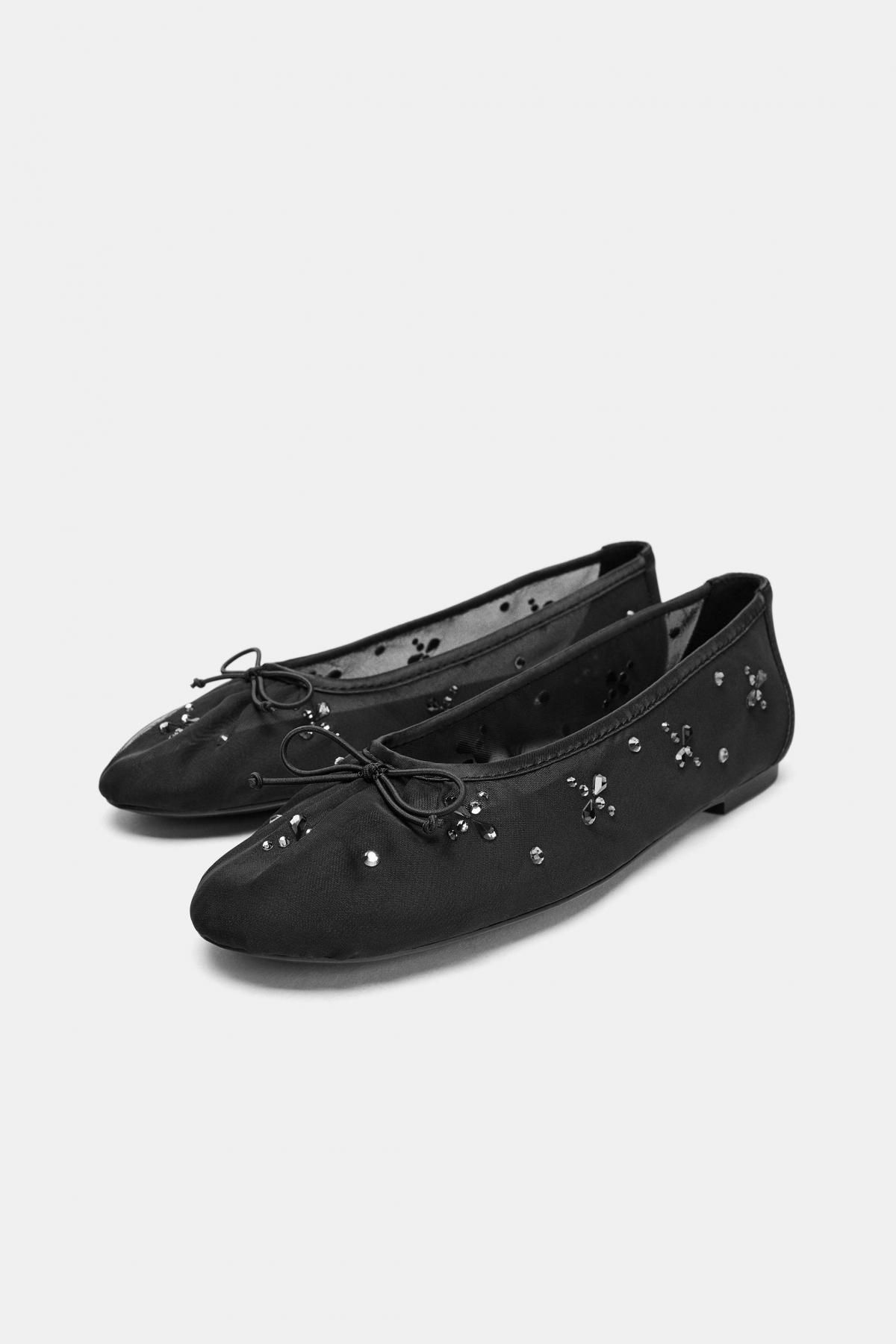 자라 샤이니 메쉬 발레리나 플랫슈즈 3594/610 BLACK - 상세 이미지 4