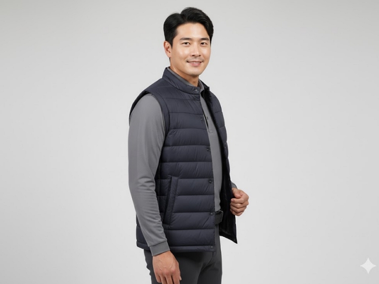 링스골프 남성 겨울 다운 베스트 라운드넥 퀄팅 골프웨어 다운 패딩조끼