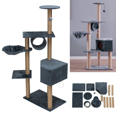 NAUM 고양이 캣타워 150cm 블루그레이 고양이선반 캣타워조립