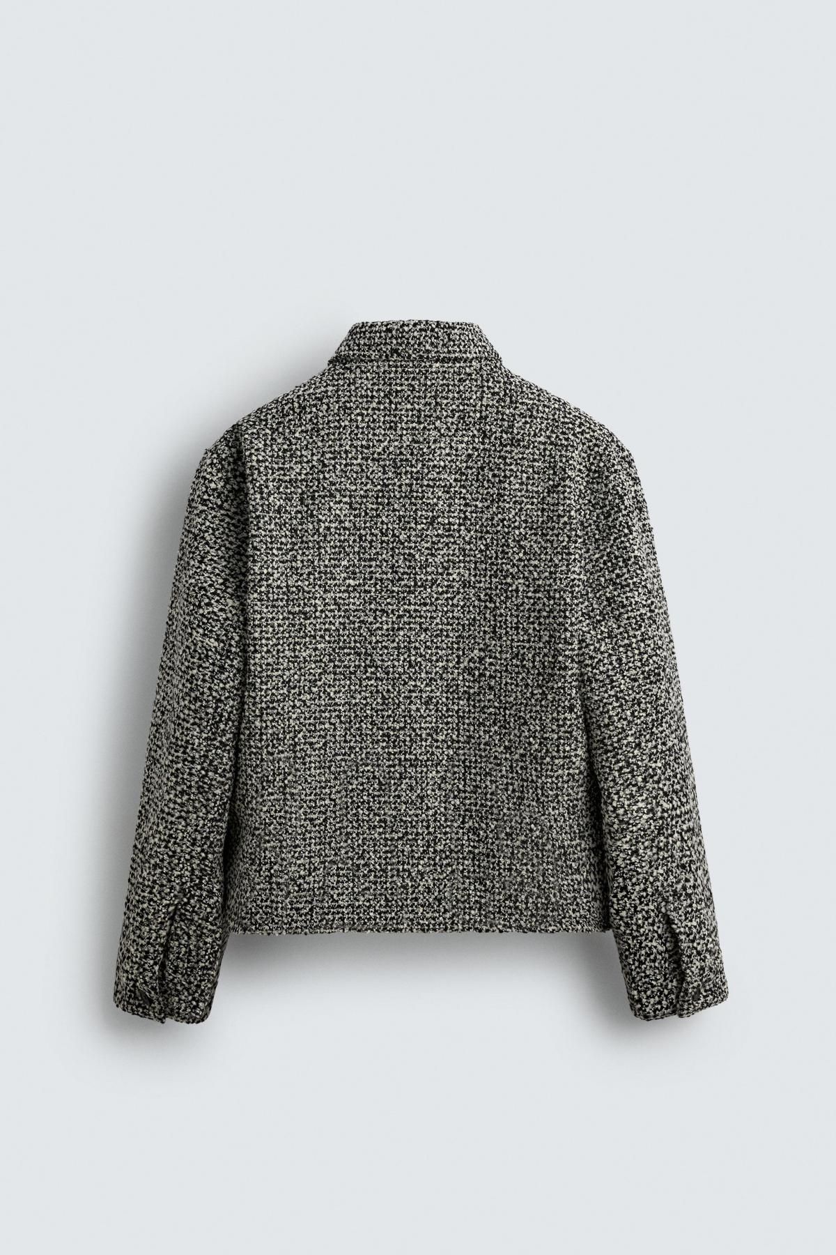 자라 테크니컬 텍스처 포켓 오버셔츠 7380/110 BLACK / WHITE 이미지 8