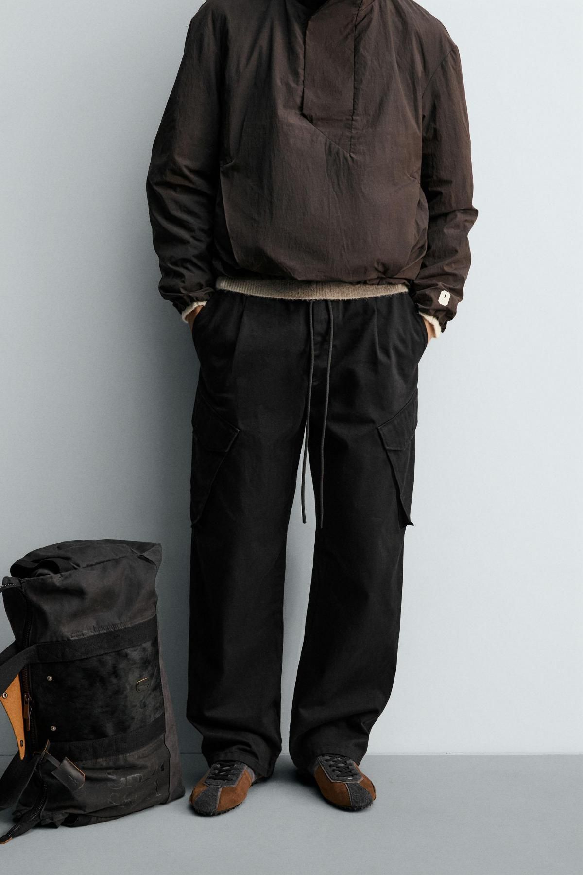 자라 테크니컬 와이드핏 카고 팬츠 7563/306 BLACK - 상세 이미지 3