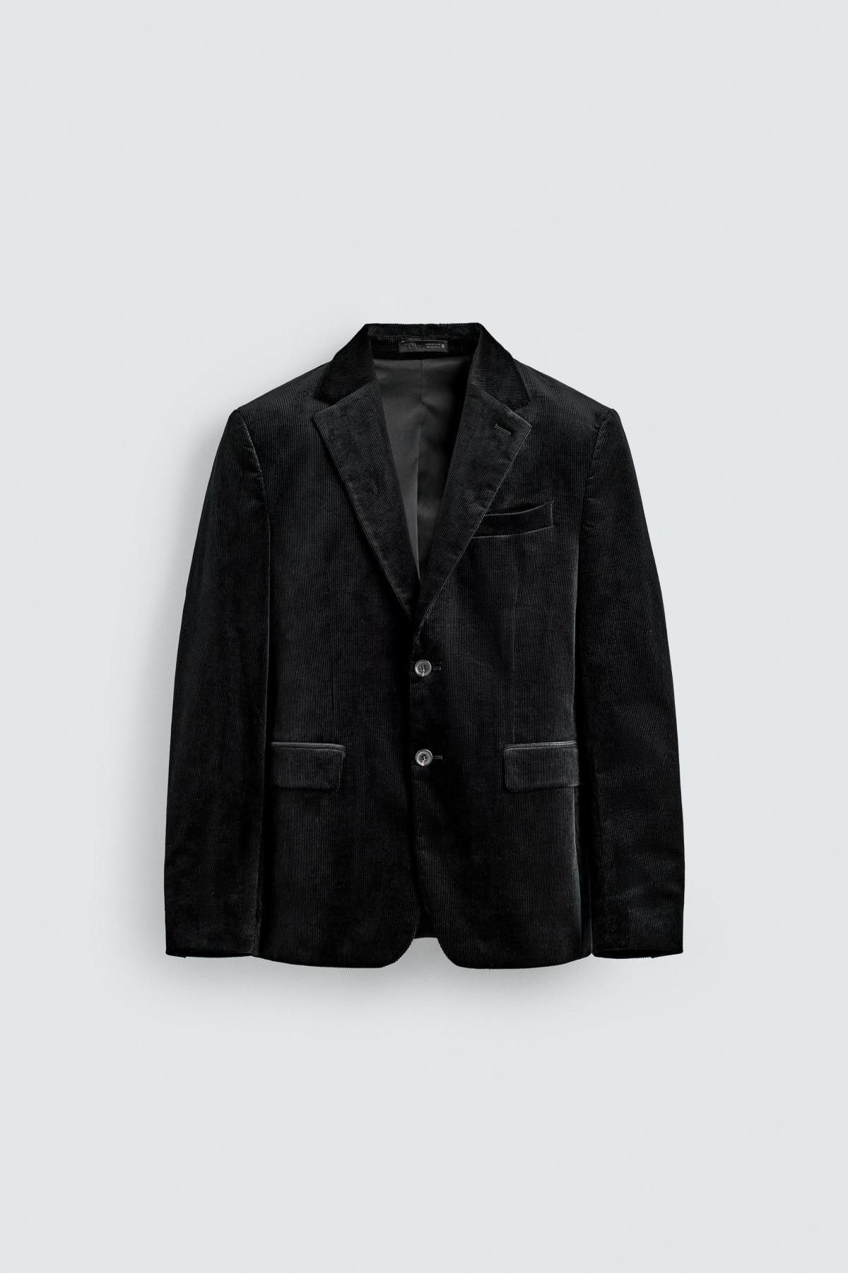 자라 코듀로이 테일러드 블레이저 5937/485 BLACK - 상품 이미지