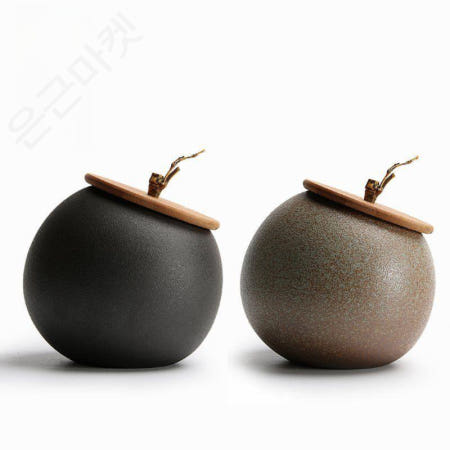 [해외]차호 다관 내열 전통가마 보관 도자기 원두 차통 밀봉 소분 항아리 자사 연꽃색 검은천뚜껑