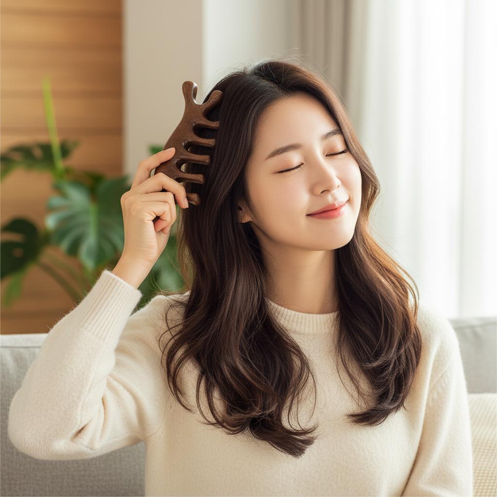 두피괄사 머리 지압 마사지 승모근 우드 리프팅 - 상품 이미지