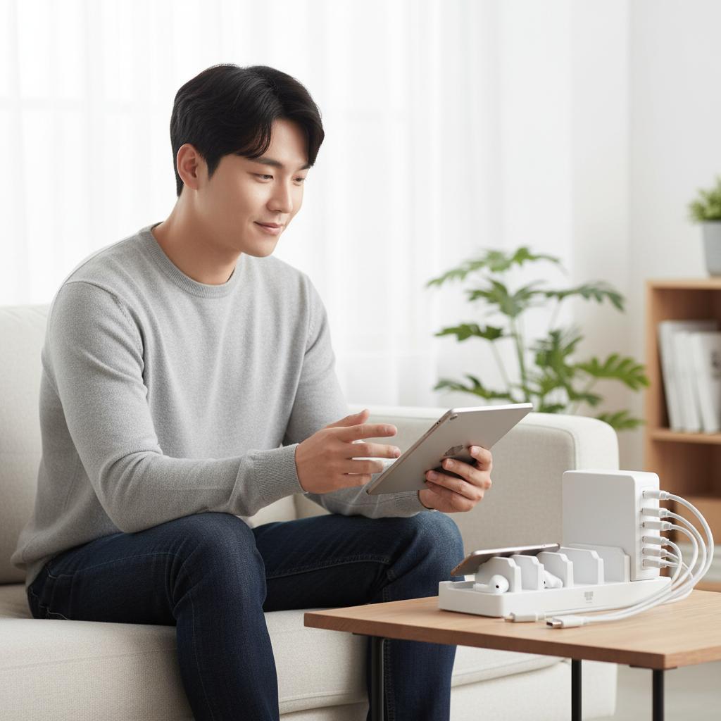 급속멀티충전기 60W 5포트 고속 멀티충전기 급속충전기 고속충전기 휴대폰충전기 업소용충전기 - 상품 이미지