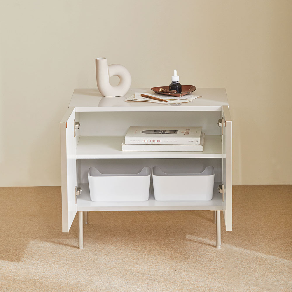 장인가구 무와 E0등급 하이그로시 티비 tv 다이 모던 슬림 높은 거실장 600 서랍 협탁, 아이보리