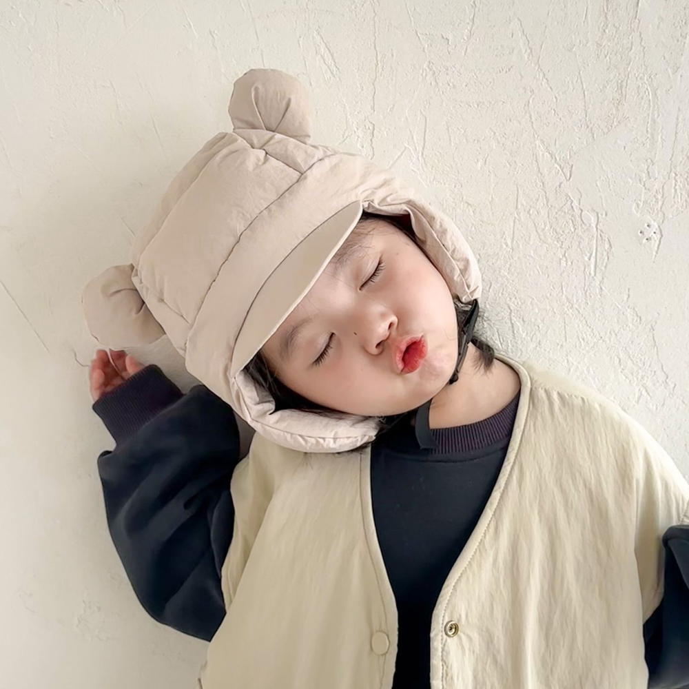 유아 아동 키즈 여아 남아 초등 학생 토들러 어린이 아이 겨울 방한 군밤 패딩 귀달이 모자 - 상세 이미지 3