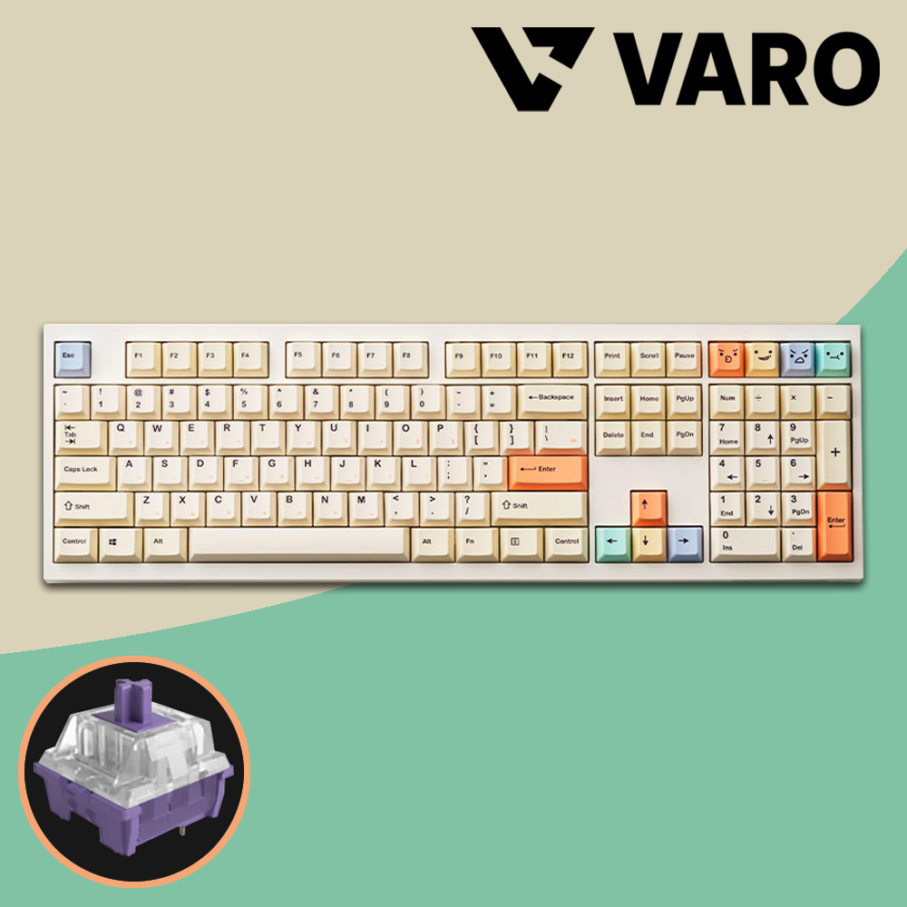 VARO V108 귀여운 무선키보드 파스텔, HMX 베리페리축, 45g - 메인 이미지