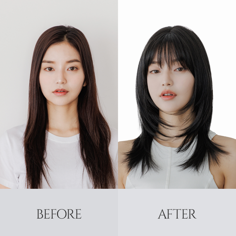 수제통가발 중단발 레이어드 허쉬컷 드라이 여자가발 한나 이미지 8