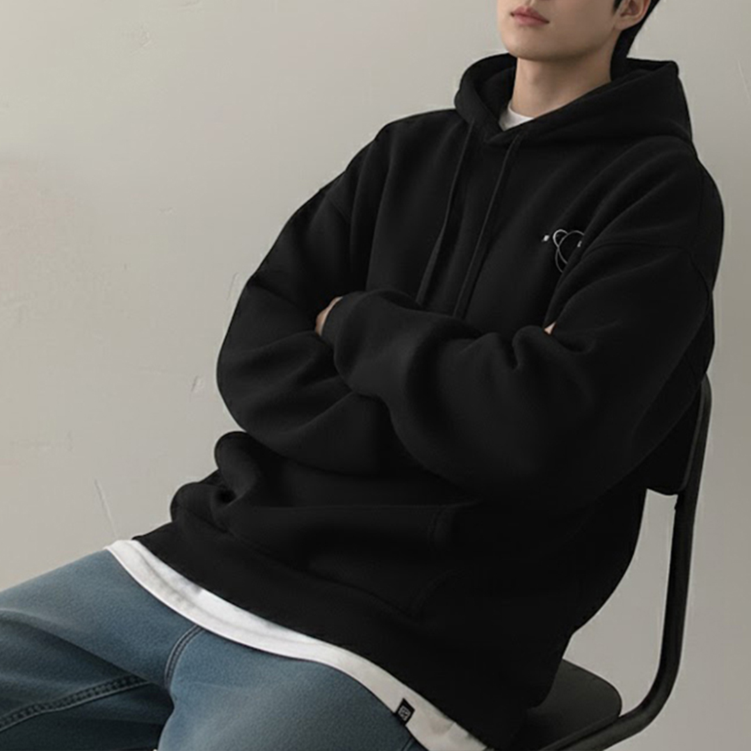 남자 기모 후드티 자수 오버핏 맨투맨 긴팔 3XL 5XL - 상세 이미지 4