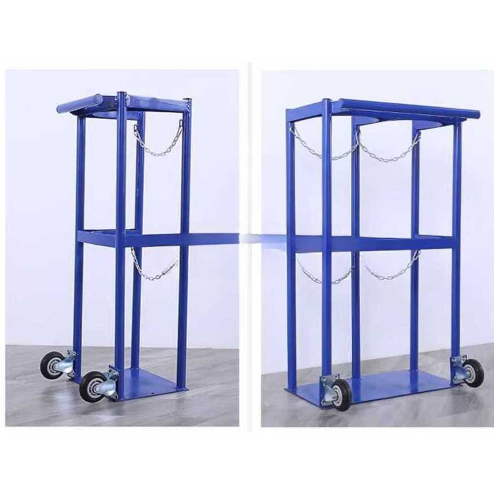 산소통 LPG 거치대 가스통 보관 고정용 스틸 스탠드 8-10L 3병 18cm (블루/화이트) - 상세 이미지 4