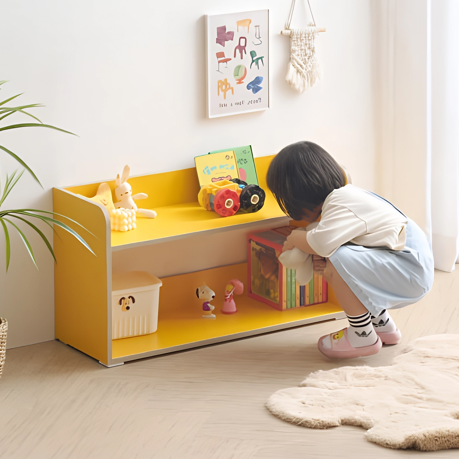 아기 선반 맘마존 선반 북선반 스탠드 책장 거실 선반장 800x295x425, 2단, 캐럿