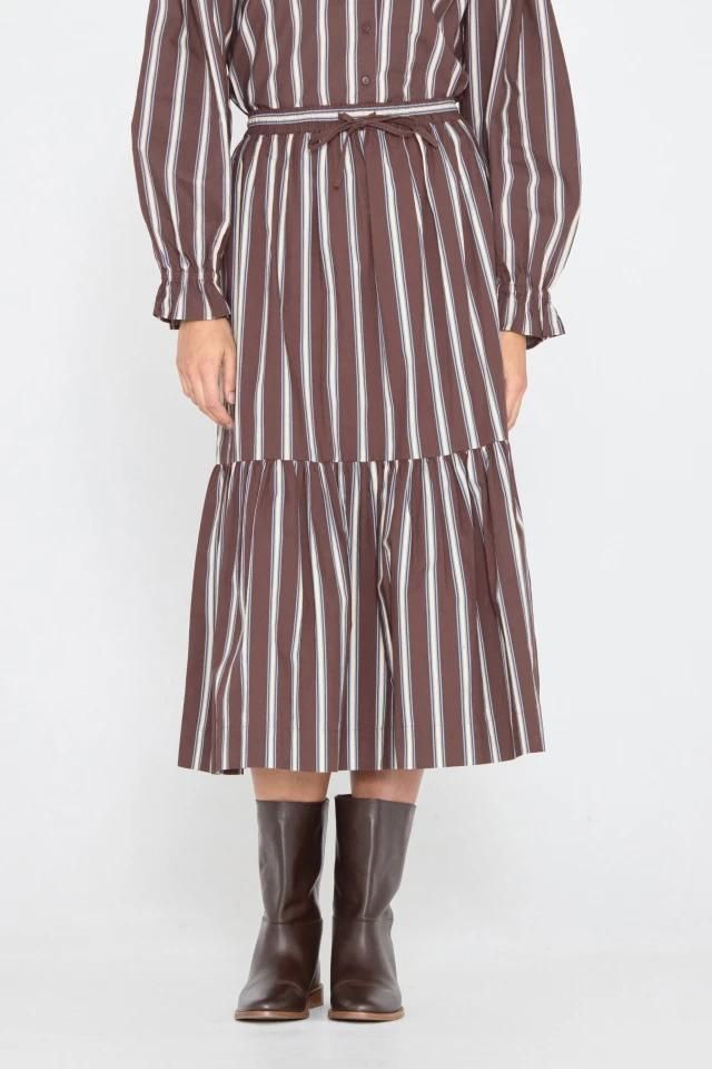 타이니코튼 스트라이프 플레어 미디 스커트 AW24-631K22 ONE COLOR - 상세 이미지 3
