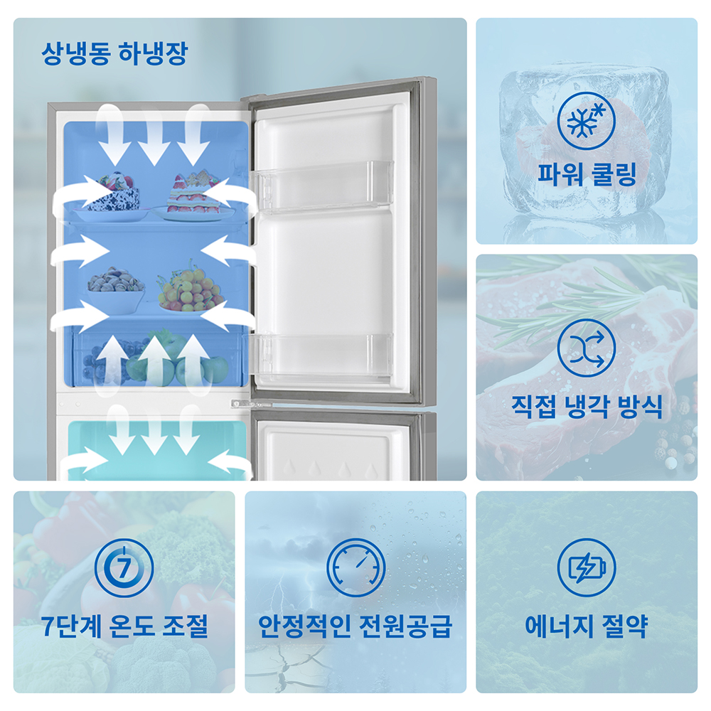 창홍 소형 미니 냉장고 2도어 원룸 가정용 실버 117L