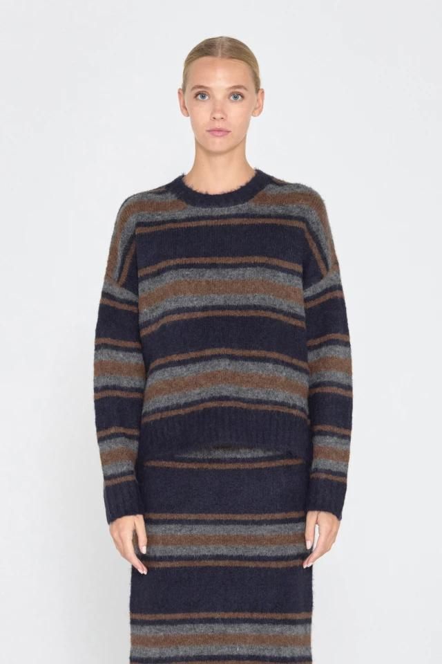 타이니코튼 스트라이프 라운드넥 니트 Jersey luca a rayas AW24-719107 NAVY - 상세 이미지 3