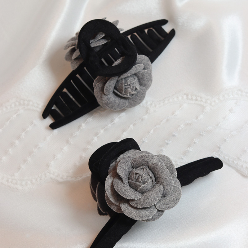 그레이 로즈 벨벳 헤어 집게핀 N854 - 상세 이미지 5