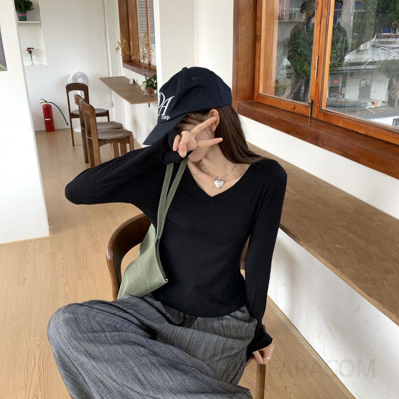 여성용 유럽 스타일 긴팔 플리스 안감 이너웨어 가을 겨울 티셔츠 세련된 레이어드티셔츠 캐주얼룩 활용도 높은 디자인 - 상세 이미지 2