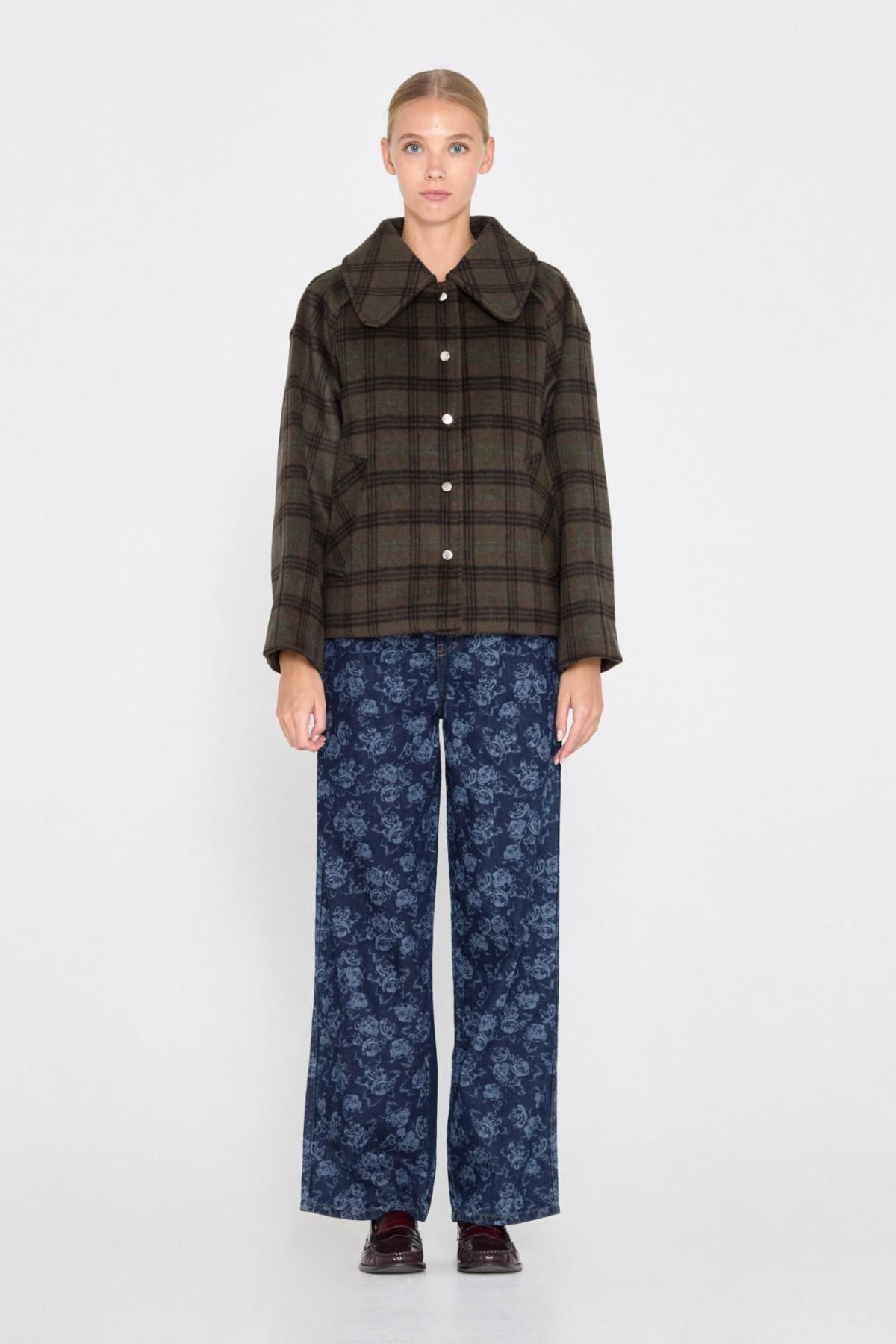 타이니코튼 체크패턴 숏코트 울혼방 테일러드카라 AW24-665P10 ONE COLOR - 상세 이미지 4