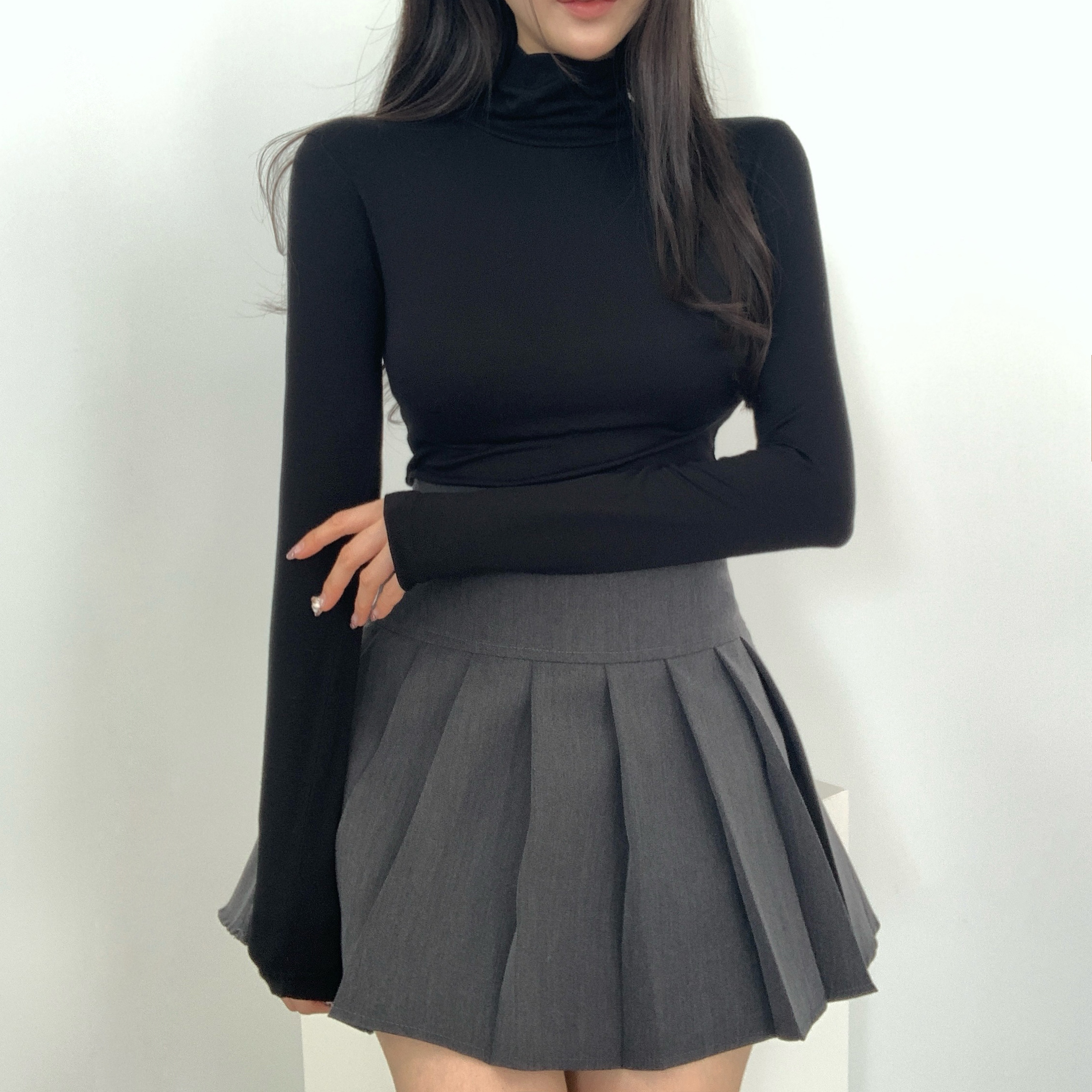 여성 간절기 목티 반목폴라 폴라티 목폴라 코디 얇은폴라티 - 상세 이미지 5
