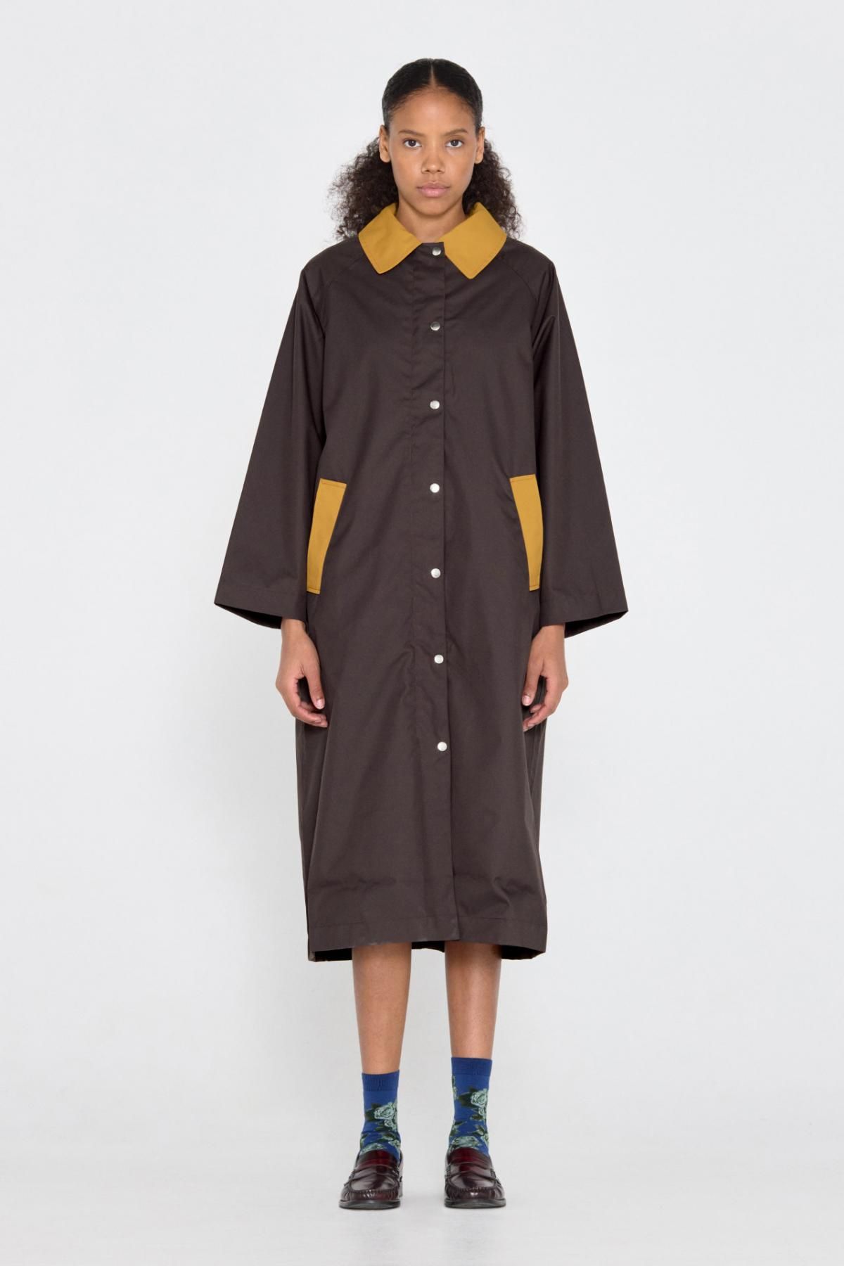 타이니코튼 컬러블록 테크니컬 롱 트렌치코트 AW24-682P04 CARBON - 상세 이미지 3