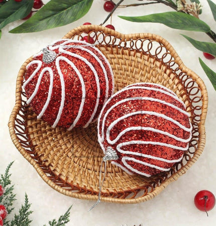 [트렌디프레소 협력사]데이슬롯 레드 장식볼 2p 더블회오리 파티용소품 크리스마스트리꾸미기 크리스마스오너먼트