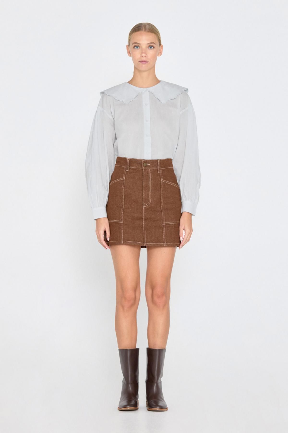 타이니코튼 러블리 스캘럽카라 라이트블루 셔츠 AW24-623J24 PALE BLUE - 상세 이미지 4