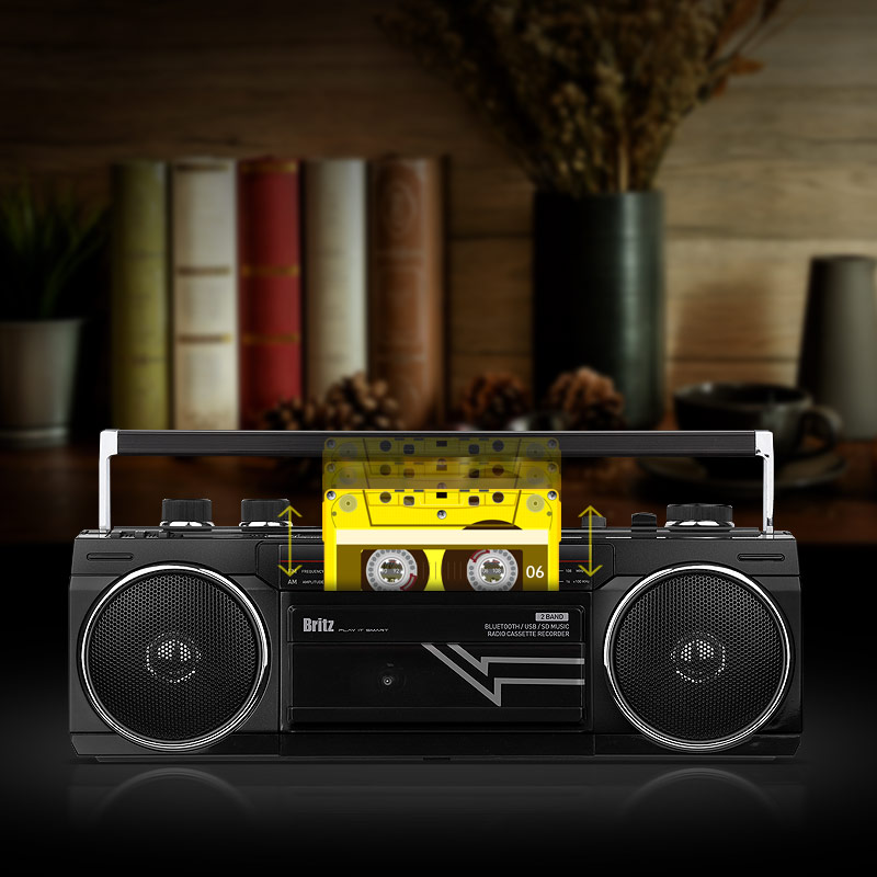 브리츠 카세트플레이어 블루투스 스피커 라디오 MP3 BA-TAP1 블랙 - 상세 이미지 4