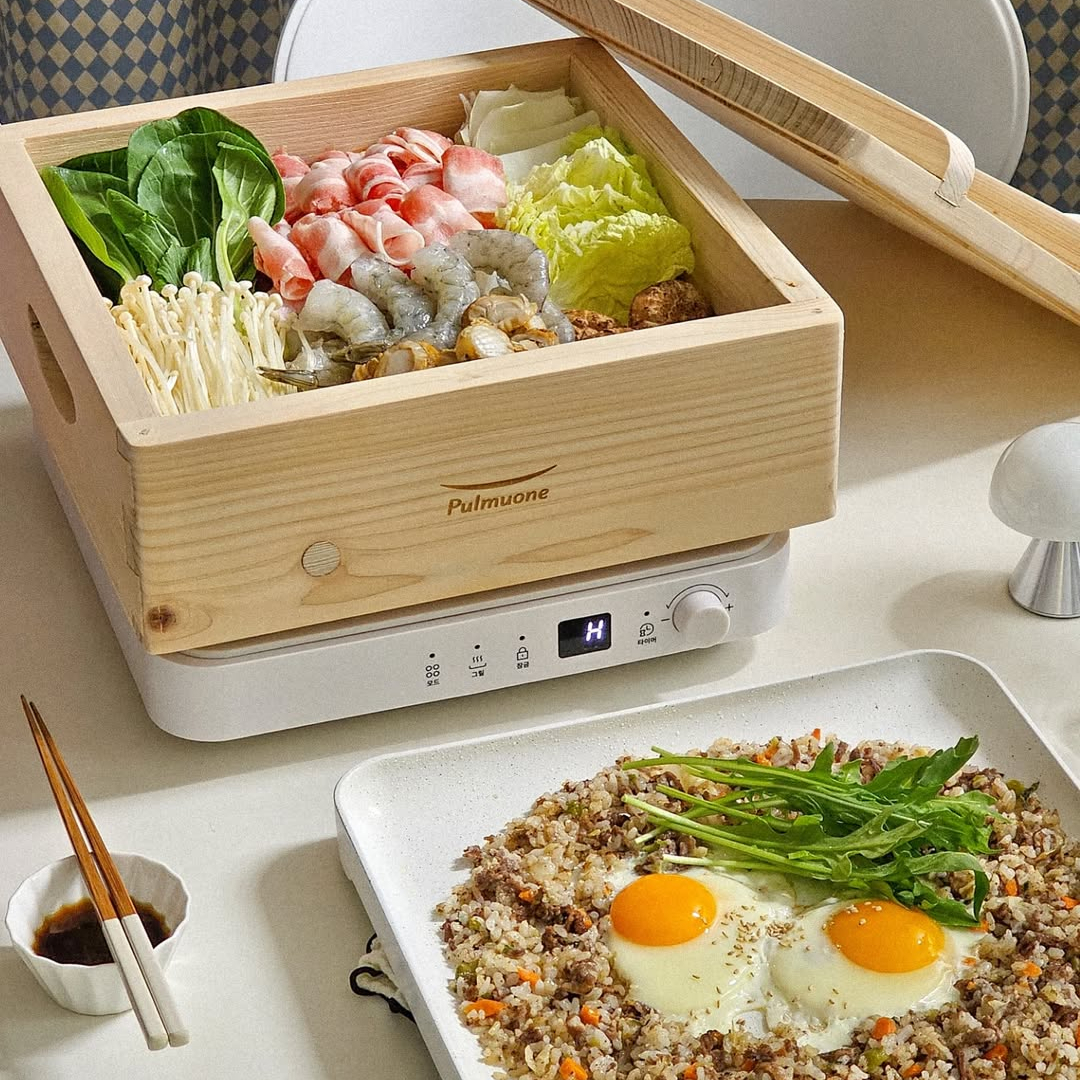 풀무원 트리플 인덕션 쿠커 1구인덕션 그릴플레이트 + 편백찜기 구성 RD1DWW1