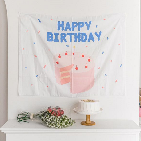 일러스트 생일 파티 가랜드 생일축하 생일 패브릭 포스터 벽장식 용품 - 상품 이미지