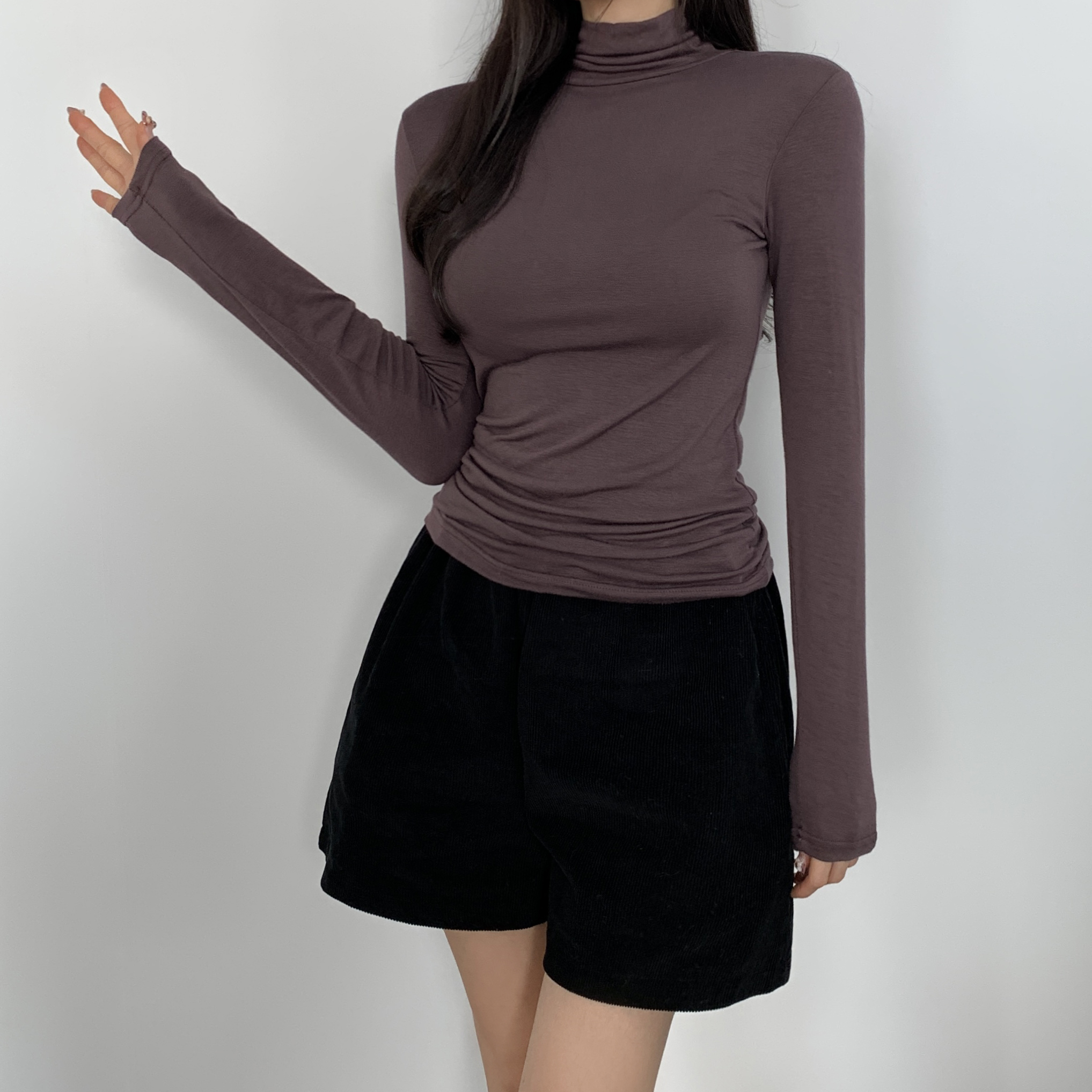 여성 간절기 목티 반목폴라 폴라티 목폴라 코디 얇은폴라티 - 상세 이미지 3